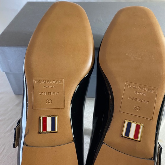 Thom Browne Black Soft Patent Calfskin T-bar Mary Jane Flat - Picture 3 of 6